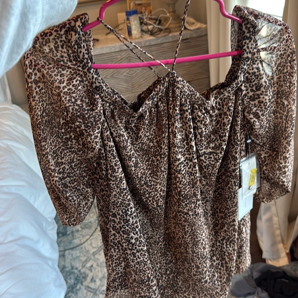 Leopard off the shoulder top